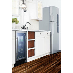 Summit 18" Wide Built-In Beverage Center (Panel Not Included) with 2.7 Cu. Ft. Capacity, Adjustable Chrome Shelves, Tempered Glass Door, LED Lighting, Digital Thermostat - SCR1841B - The Home Selection
