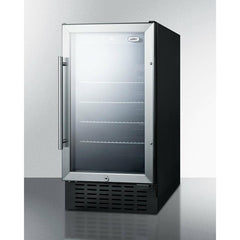Summit 18" Wide Built-In Beverage Center (Panel Not Included) with 2.7 Cu. Ft. Capacity, Adjustable Chrome Shelves, Tempered Glass Door, LED Lighting, Digital Thermostat - SCR1841B - The Home Selection