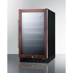 Summit 18" Wide Built-In Wine Cellar, ADA Compliant with 28 Bottle Capacity, Right Hinge, Glass Door, With Lock, 4 Extension Wine Racks, Digital Control, LED Light, Compressor Cooling, ETL Approved, Digital Thermostat, Automatic Defrost - SWC182Z - The Home Selection