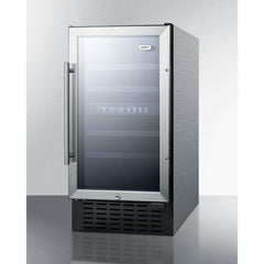 Summit 18" Wide Built-In Wine Cellar, ADA Compliant with 28 Bottle Capacity, Right Hinge, Glass Door, With Lock, 4 Extension Wine Racks, Digital Control, LED Light, Compressor Cooling, ETL Approved, Digital Thermostat, Automatic Defrost - SWC182Z - The Home Selection