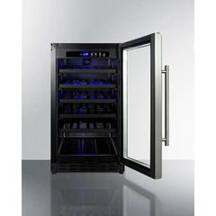 Summit 18" Wide Built-In Wine Cellar, ADA Compliant with 34 Bottle Capacity, Right Hinge, Glass Door, With Lock, 5 Extension Wine Racks, Digital Control, LED Light, Compressor Cooling, ETL Approved - SWC1840B - The Home Selection