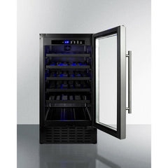 Summit 18" Wide Built-In Wine Cellar with 34 Bottle Capacity, Right Hinge, Glass Door, With Lock, 5 Extension Wine Racks, Digital Control, LED Light, Compressor Cooling, ETL Approved - SWC1840B - The Home Selection