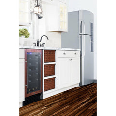 Summit 18" Wide Built-In Wine Cellar with 34 Bottle Capacity, Right Hinge, Glass Door, With Lock, 5 Extension Wine Racks, Digital Control, LED Light, Compressor Cooling, ETL Approved - SWC1840B - The Home Selection