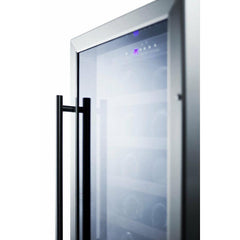 Summit 18" Wide Built-In Wine Cellar with 34 Bottle Capacity, Right Hinge, Glass Door, With Lock, 5 Extension Wine Racks, Digital Control, LED Light, Compressor Cooling, ETL Approved - SWC1840B - The Home Selection