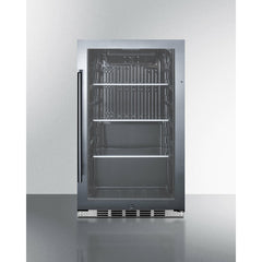 Summit 19" Shallow Depth Indoor/Outdoor Beverage Cooler with 3.13 cu. ft. Capacity Lock, 3 Shelves , Adjustable Glass Shelves, LED Lighting, Factory Installed Lock, CFC Free, Commercially Approved, Automatic Defrost - SPR488BOS - The Home Selection