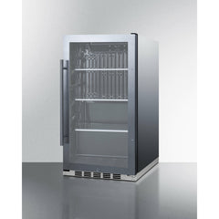 Summit 19" Shallow Depth Indoor/Outdoor Beverage Cooler with 3.13 cu. ft. Capacity Lock, 3 Shelves , Adjustable Glass Shelves, LED Lighting, Factory Installed Lock, CFC Free, Commercially Approved, Automatic Defrost - SPR488BOS - The Home Selection