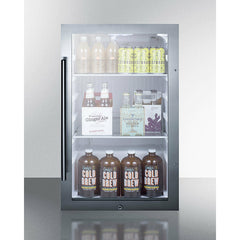 Summit 19" Shallow Depth Indoor/Outdoor Beverage Cooler with 3.13 cu. ft. Capacity Reversible Door, Lock, 3 Shelves , Adjustable Glass Shelves, LED Lighting, Digital Thermostat, Factory Installed Lock, CFC Free, Commercially Approved - SPR489OS - The Home Selection