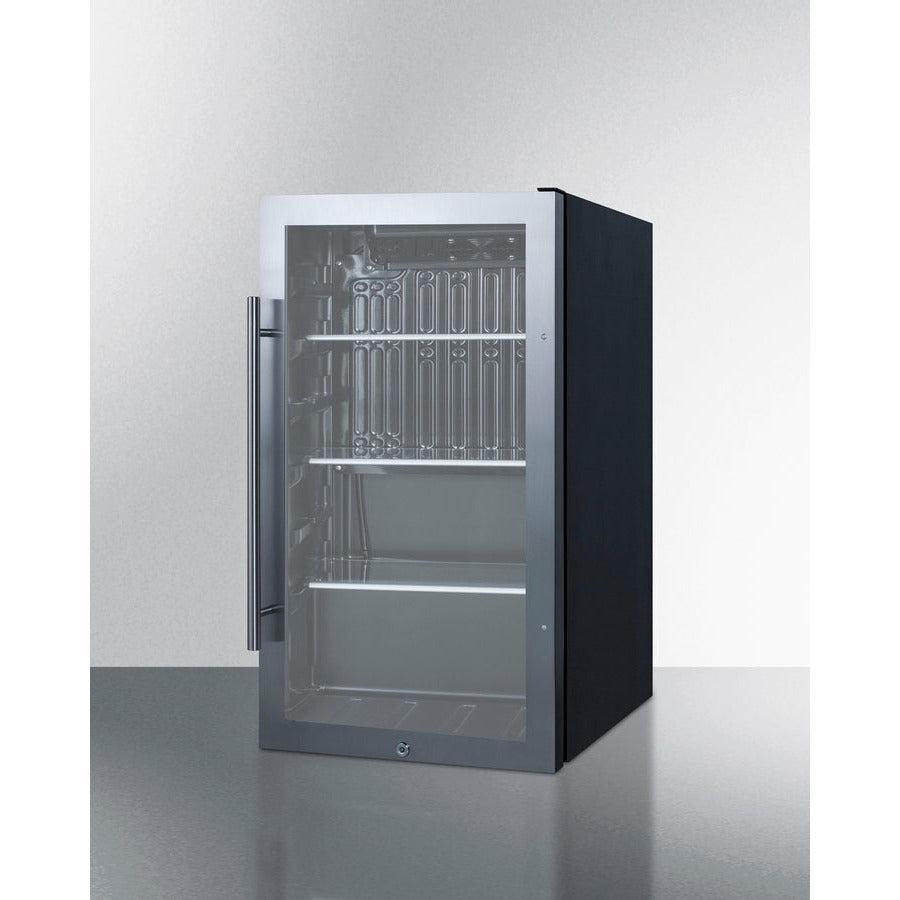 Summit 19" Shallow Depth Indoor/Outdoor Beverage Cooler with 3.13 cu. ft. Capacity Reversible Door, Lock, 3 Shelves , CFC Free, Commercially Approved, Outdoor Use Approved - SPR488BOS - The Home Selection