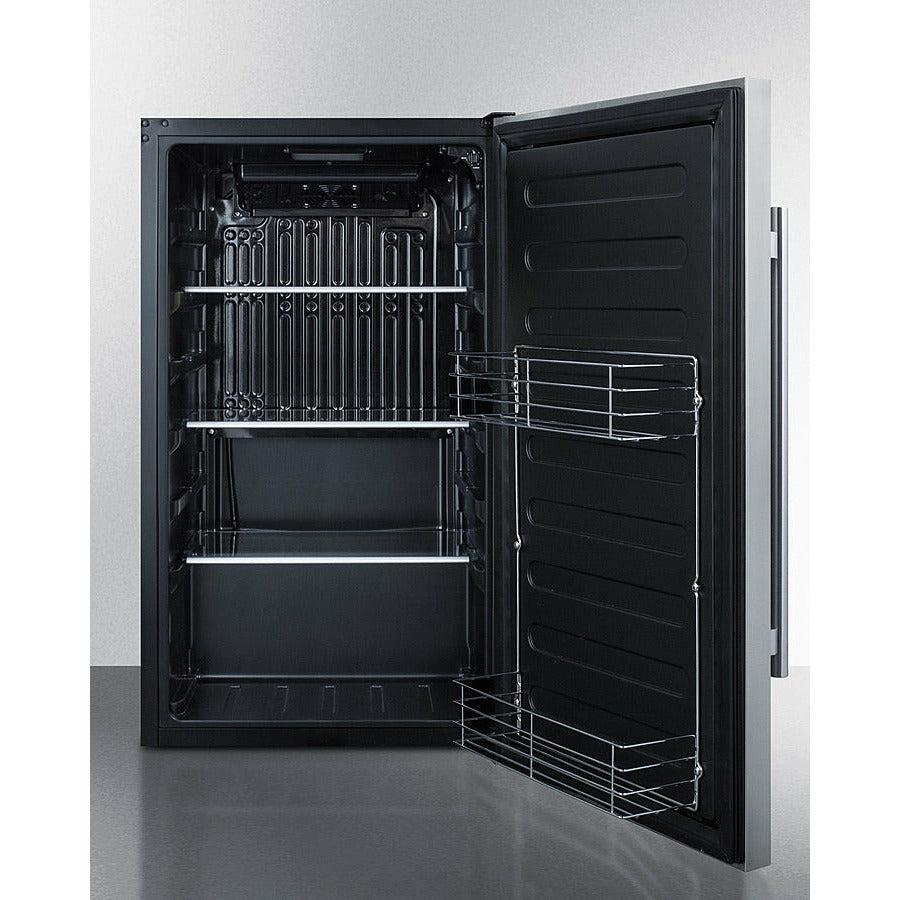 Summit 19" Shallow Depth Outdoor Built-In All-Refrigerator with 3.13 cu. ft. Capacity, 3 Glass Shelves, Right Hinge with Reversible Doors, with Door Lock, Automatic Defrost Energy Star Certified - SPR196OS - The Home Selection