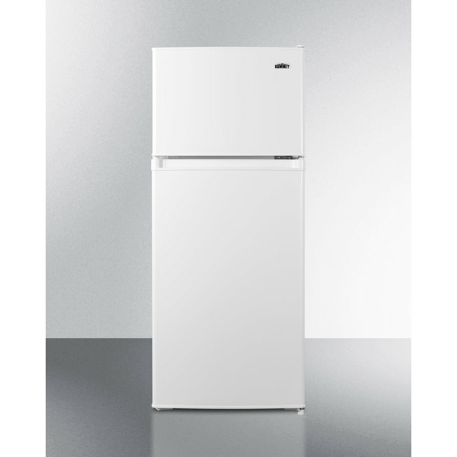 Summit 19" Wide Refrigerator-Freezer with 4.5 cu. ft. Total Capacity, 2 Glass Shelves with Reversible Doors, Crisper Drawer, Cycle Defrost, ADA Compliant - CP72W - The Home Selection