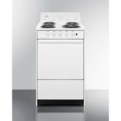 Summit 20" Wide Electric Coil Top Range with 4 Coil Elements, 2.46 cu. ft. Total Oven Capacity, Storage Drawer, in White - WEM1171Q - The Home Selection