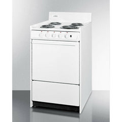 Summit 20" Wide Electric Coil Top Range with 4 Coil Elements, 2.46 cu. ft. Total Oven Capacity, Storage Drawer, in White - WEM1171Q - The Home Selection