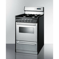 Summit 20" Wide Gas Range, Open Burners with Natural Gas, 4 Open Burners, 2.46 cu. ft. Total Oven Capacity, Viewing Window, Broiler Drawer, Electronic Ignition - TNM1 - The Home Selection