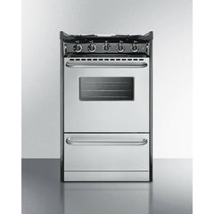 Summit 20" Wide Gas Range, Open Burners with Natural Gas, 4 Open Burners, 2.46 cu. ft. Total Oven Capacity, Viewing Window, Broiler Drawer, Electronic Ignition - TNM1 - The Home Selection