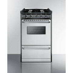Summit 20" Wide Gas Range, Open Burners with Natural Gas, 4 Open Burners, 2.46 cu. ft. Total Oven Capacity, Viewing Window, Broiler Drawer, Electronic Ignition - TNM1 - The Home Selection