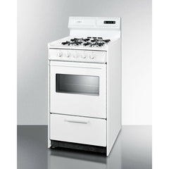 Summit 20" Wide Gas Range with Natural Gas, 4 Open Burners, 2.46 cu. ft. Total Oven Capacity, Viewing Window, Broiler Drawer - WNM1307 - The Home Selection