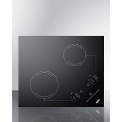 Summit 21" Wide 230V 2-Burner Radiant Cooktop with 2 Elements, Hot Surface Indicator, ADA Compliant, ETL Safety Listed, Glass Ceramic Surface, Push-to-Turn Knobs, ETL, Residual Heat Indicator Light in Black - CR2B223G - The Home Selection