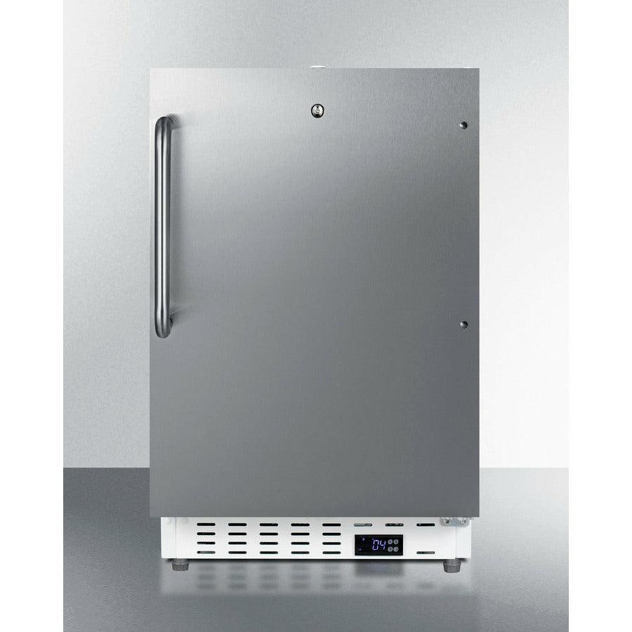 Summit 21" Wide Built-In Commercial All-Refrigerator, ADA Compliant with 3.32 cu. ft. Capacity, 4 Wire Shelves, Right Hinge with Door Lock, Crisper Drawer, Automatic Defrost ADA Compliant, Factory Installed Lock, CFC Free - SCR504SSTBADA - The Home Selection