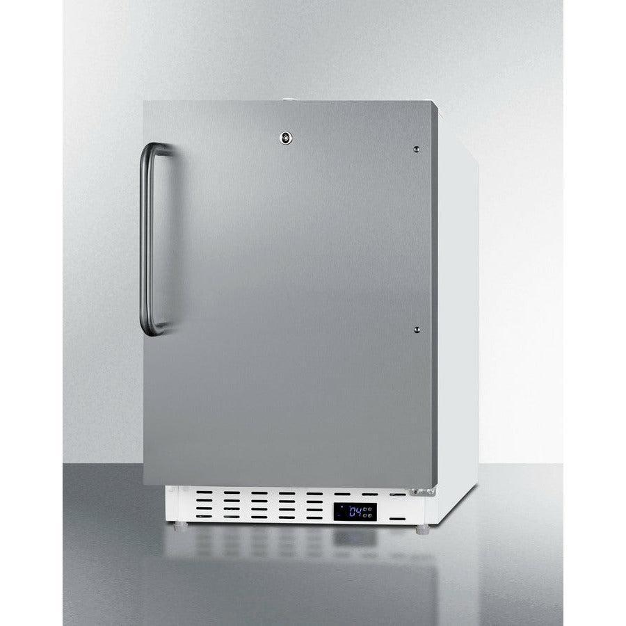 Summit 21" Wide Built-In Commercial All-Refrigerator, ADA Compliant with 3.32 cu. ft. Capacity, 4 Wire Shelves, Right Hinge with Door Lock, Crisper Drawer, Automatic Defrost ADA Compliant, Factory Installed Lock, CFC Free - SCR504SSTBADA - The Home Selection