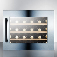 Summit 24" Integrated Wine Cellar with 28 Bottle Capacity, Right Hinge, Glass Door, 3 Extension Wine Racks, Digital Control, Compressor Cooling, ETL Approved, High/Low Temperature Alarm, Slide-Out Wooden Shelving - VC28S - The Home Selection