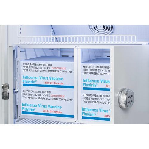 Summit 24" Upright Vaccine Refrigerator with Interior Lockers, 15 cu. ft. Capacity, Door Lock, Right Hinge with Reversible Doors, Automatic Defrost, CFC Free, Eco-Friendly Refrigerant - ARS15PVLOCKER - The Home Selection