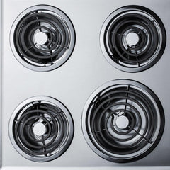 Summit 24" Wide 230V 4-Burner Coil Cooktop with 4-Coil Elements, Porcelain Surface, 8-Inch Burner, Three 6-Inch Burners, Push-to-Turn Controls, Recessed Top - ZEL03 - The Home Selection