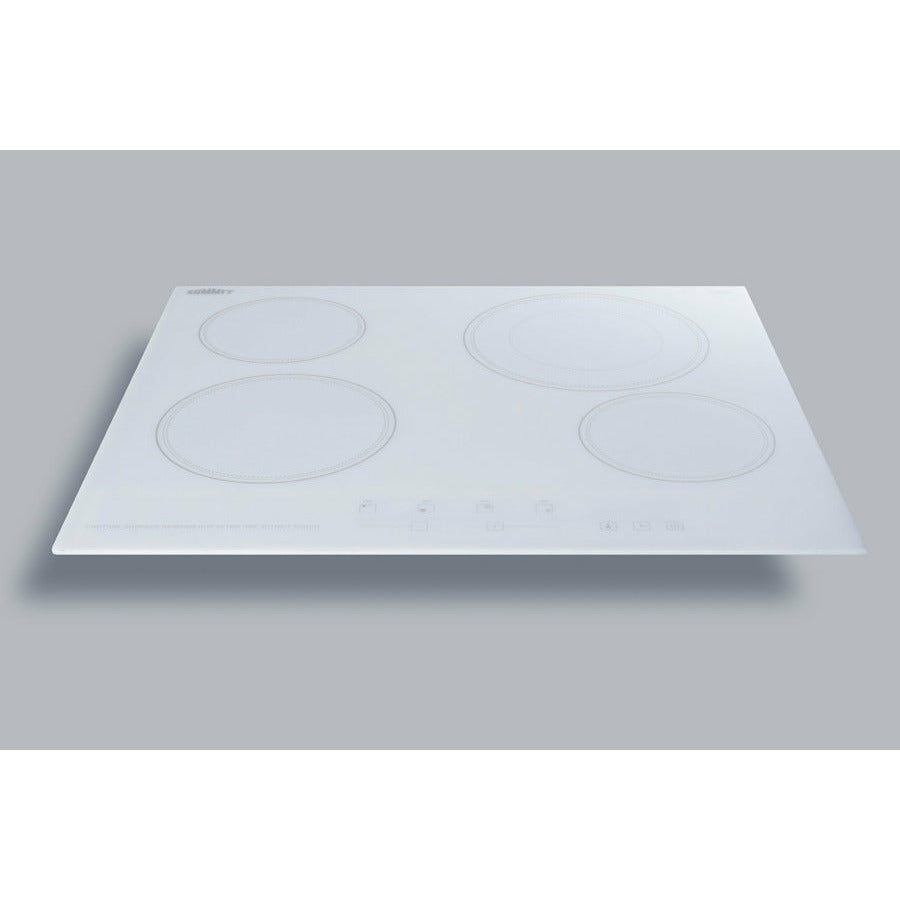 Summit 24" Wide 230V 4-Burner Radiant Cooktop w/ 4 Elements, Hot Surface Indicator, ADA Compliant, ETL Safety Listed, Schott Ceran Glass, Residual Heat Indicator Light, Digital Touch Controls - CR4B23T - The Home Selection