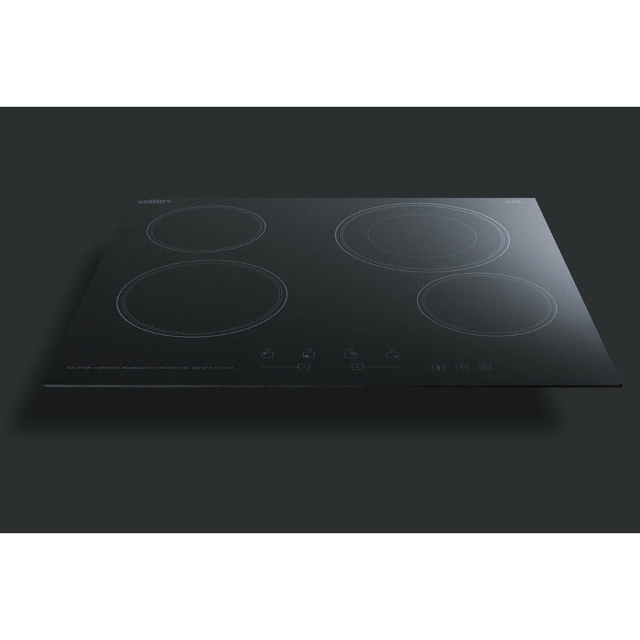 Summit 24" Wide 230V 4-Burner Radiant Cooktop w/ 4 Elements, Hot Surface Indicator, ADA Compliant, ETL Safety Listed, Schott Ceran Glass, Residual Heat Indicator Light, Digital Touch Controls - CR4B23T - The Home Selection