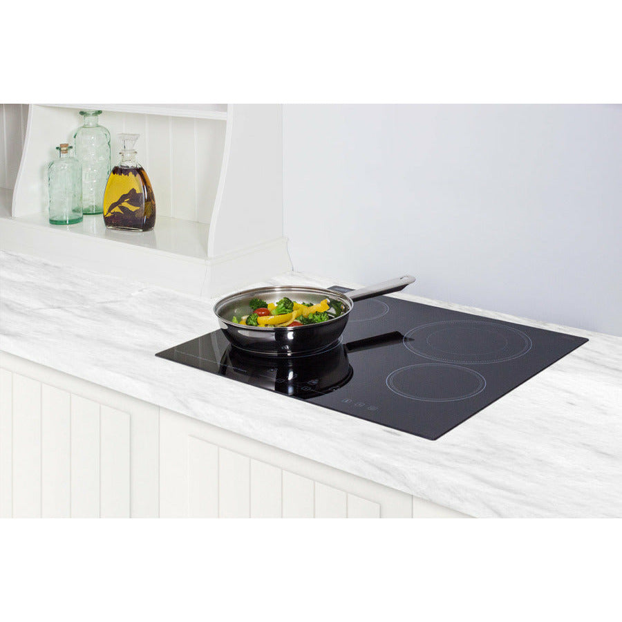 Summit 24" Wide 230V 4-Burner Radiant Cooktop w/ 4 Elements, Hot Surface Indicator, ADA Compliant, ETL Safety Listed, Schott Ceran Glass, Residual Heat Indicator Light, Digital Touch Controls - CR4B23T - The Home Selection
