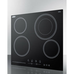 Summit 24" Wide 230V 4-Burner Radiant Cooktop w/ 4 Elements, Hot Surface Indicator, ADA Compliant, ETL Safety Listed, Schott Ceran Glass, Residual Heat Indicator Light, Digital Touch Controls - CR4B23T - The Home Selection