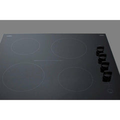 Summit 24" Wide 230V 4-Burner Radiant Cooktop with 4 Elements, Push-to-Turn Knobs, Schott Ceran Glass in Black - CR4B242BK - The Home Selection