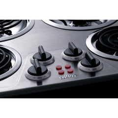 Summit 24" Wide 240V 4-Burner Coil Cooktop with 4 Elements, ADA Compliant, Push-to-Turn Knobs in Stainless Steel - CR4SS24 - The Home Selection
