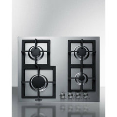 Summit 24" Wide 4-Burner Gas Cooktop in Stainless Steel - GCJ4SS - The Home Selection