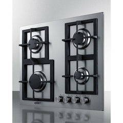 Summit 24" Wide 4-Burner Gas Cooktop in Stainless Steel - GCJ4SS - The Home Selection