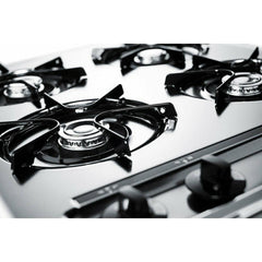 Summit 24" Wide 4-Burner Gas Cooktop with 4 Open Burners, Porcelainized Cooking Surface in Brushed Chrome - ZNL03 - The Home Selection