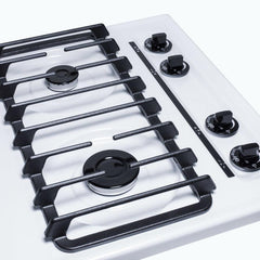 Summit 24" Wide 4-Burner Gas Cooktop with 4 Sealed Burners, Cast Iron Grates, Porcelainized Cooking Surface in White - WTL033S - The Home Selection