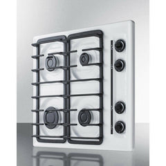 Summit 24" Wide 4-Burner Gas Cooktop with 4 Sealed Burners, Cast Iron Grates, Porcelainized Cooking Surface in White - WTL033S - The Home Selection