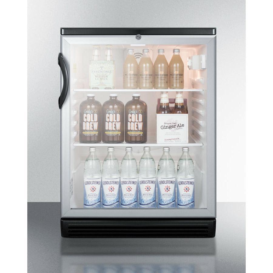 Summit 24" Wide Beverage Center with 5.5 cu. ft. Capacity Reversible Door, Lock, 5 Shelves , Factory Installed Lock, CFC Free, Commercially Approved - SCR600BGL - The Home Selection