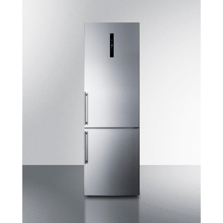 Summit 24" Wide Bottom Freezer Refrigerator with 10.6 cu. ft. Total Capacity, 3.5 cu. ft. Freezer Capacity, 3 Glass Shelves, Crisper Drawer, Right Hinge, Frost Free Defrost, Energy Star Certified, Adjustable Glass Shelves - FFBF249SS2 - The Home Selection