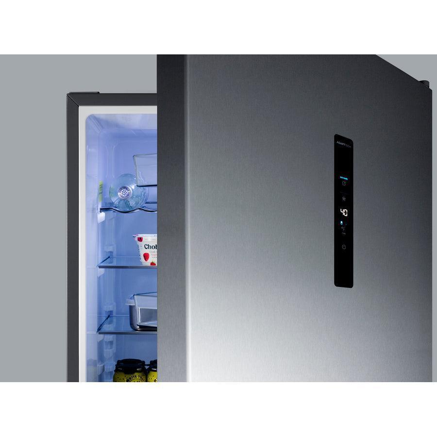 Summit 24" Wide Bottom Freezer Refrigerator with 10.6 cu. ft. Total Capacity, 3.5 cu. ft. Freezer Capacity, 3 Glass Shelves, Crisper Drawer, Right Hinge, Frost Free Defrost, Energy Star Certified, Adjustable Glass Shelves - FFBF249SS2 - The Home Selection