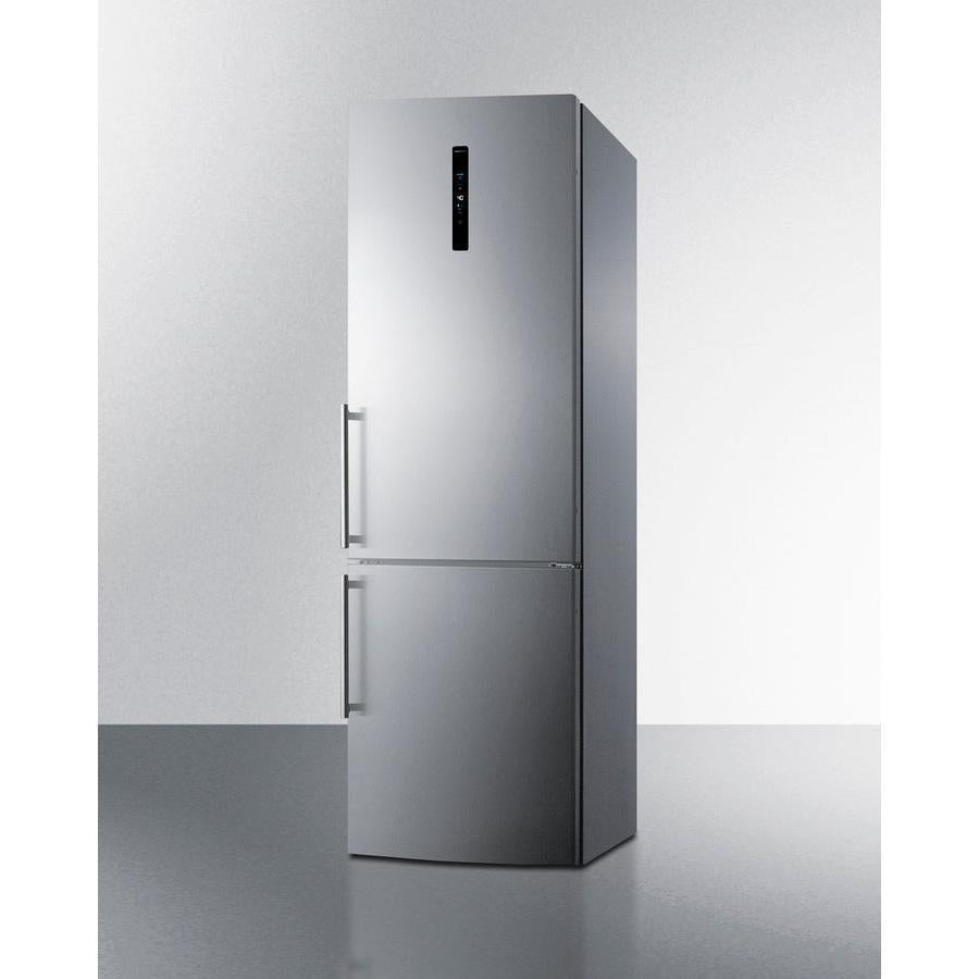 Summit 24" Wide Bottom Freezer Refrigerator with 10.6 cu. ft. Total Capacity, 3.5 cu. ft. Freezer Capacity, 3 Glass Shelves, Crisper Drawer, Right Hinge, Frost Free Defrost, Energy Star Certified, Adjustable Glass Shelves - FFBF249SS2 - The Home Selection
