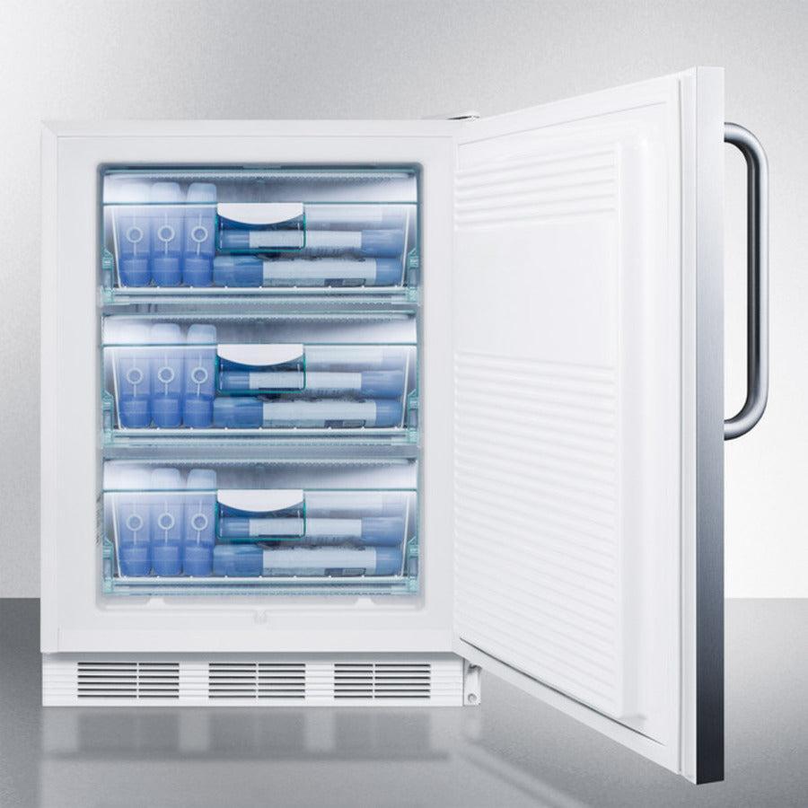 Summit 24" Wide Built-In All-Freezer with 3.5 cu. ft. Capacity, Right Hinge, Manual Defrost, Approved for Medical Use, Factory Installed Lock - VT65MLCSS - The Home Selection