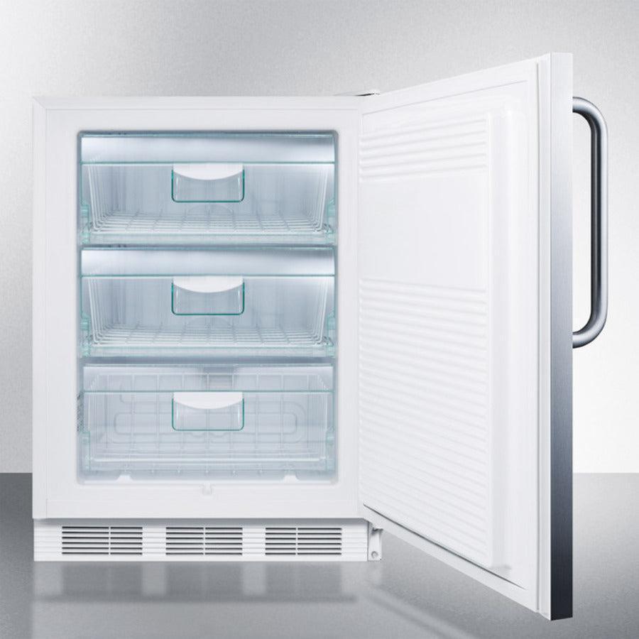 Summit 24" Wide Built-In All-Freezer with 3.5 cu. ft. Capacity, Right Hinge, Manual Defrost, Approved for Medical Use, Factory Installed Lock - VT65MLCSS - The Home Selection