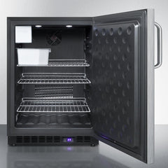 Summit 24" Wide Built-In All-Freezer With Icemaker, Adjustable Chrome Shelves, Door/Temperature Alarms, Temperature Memory Function, Recessed LED Light - SCFF53BXCSS - The Home Selection