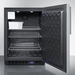 Summit 24" Wide Built-In All-Freezer With Icemaker, Adjustable Chrome Shelves, Door/Temperature Alarms, Temperature Memory Function, Recessed LED Light - SCFF53BXCSS - The Home Selection