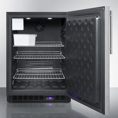 Summit 24" Wide Built-In All-Freezer With Icemaker, High-Temperature Alarm, Adjustable Chrome Shelves, Temperature Memory Function, Frost-Free, Open Door Alarm, Built-In Capable, Professional Handle, Fingerprint Resistant - SCFF53BX - The Home Selection