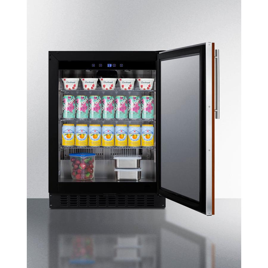 Summit 24" Wide Built-In All-Refrigerator, ADA Compliant with 3.1 cu. ft. Capacity, 3 Chrome Shelves, Right Hinge, with Door Lock, Frost Free Defrost(Panel Not Included) - ASDS2413IF - The Home Selection