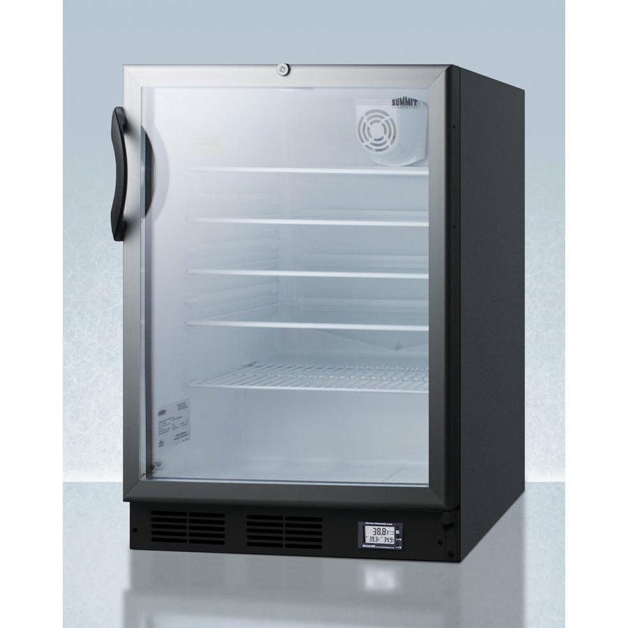 Summit 24" Wide Built-In All-Refrigerator, ADA Compliant with 5.5 cu. ft. Capacity, 4 Glass Shelves, Right Hinge with Reversible Doors, with Door Lock, Automatic Defrost, Adjustable Glass Shelves, Factory Installed Lock, CFC Free - SCR600BGLBINZADA - The Home Selection