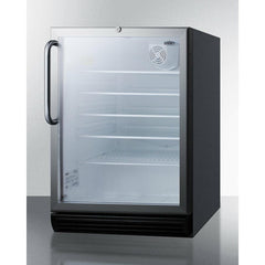 Summit 24" Wide Built-In Beverage Center, ADA Compliant with 5.5 cu. ft. Capacity Lock, 5 Shelves , Adjustable Glass Shelves, ETL, Automatic Defrost, Double Pane Tempered Glass Door - SCR600BGLBI - The Home Selection