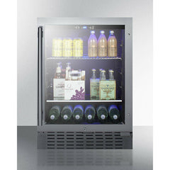 Summit 24" Wide Built-In Beverage Cooler with 4.2 Cu. Ft. Capacity, Adjustable Shelves, Lock, Double Pane Tempered Glass Door - SCR2466B - The Home Selection